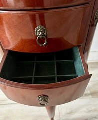 French Louis XV Style Demi-lune Mahogany Jewelry Chest (Lion Head) Fixtures