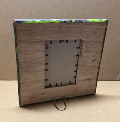 VTG 11″ Sq. Photo 4×6 Tin Ceiling Metal Fresh Green Picture Frame Old 632-26B