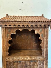 Vintage Wooden Temple Cabinet | Hand Carved Indian Shrine Cabinet | Rustic Pooja