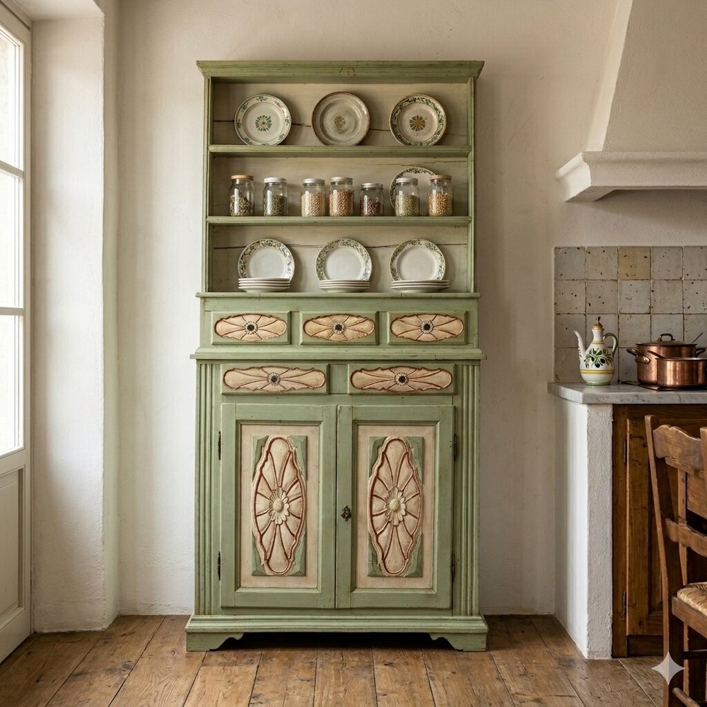 Ancien Double Top Cupboard Baroque Fir Italy XX Century