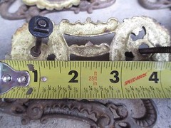 VICTORIAN FANCY DRESSER DRAWER PULL Set 4 & ESCUTCHEON ORIGINAL SALVAGED