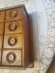 Antique Vintage 8-Drawer Wood Wall Hanging Spice Cabinet