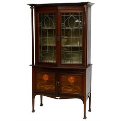 Exquisite Antique Art Nouveau Marquetry Cabinet Iconic Galle Style -Provenance