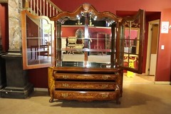 Rarer Dutch Marquetry Inlaid Walnut and Satinwood Baroque China Cabinet Vitrine