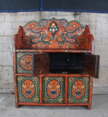 Antique Tibetan Elm Pegam Apothecary Bookcase Chest Altar Cabinet Bench Seat 43