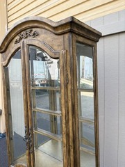 67683 French Provincial Hand-Painted Curio Cabinet with Glass Doors