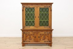 Renaissance Antique Oak Bookcase or Bar Cabinet, Knights #56779