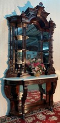 American Antique 9′ tall Renaissance Revival Rosewood Etagere Entry Console 1860
