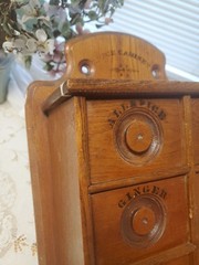 Antique Vintage 8-Drawer Wood Wall Hanging Spice Cabinet