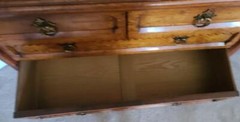 Gorgeous Antique Solid Wood Chest of Drawers with Enclosed Bookcase Cabinet– VGC