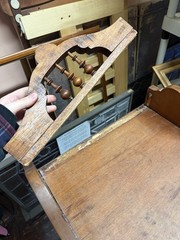 Antique Wooden Cabinet with Beveled Mirror Compartment and Lower Shelves Vintage