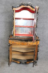Continental European Ebonized Circassian Walnut Rococo Vitrine China Cabinet