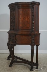 L73153: Vintage French Renaissance Carved Walnut China Cabinet