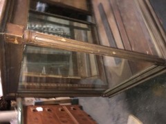 c1900 vintage oak glass floor country store case 98x 42.5 x27 reeded column edge