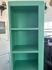 Vintage Wood Free standing Cabinet Turquoise End Cap 50’s Right Side 70in