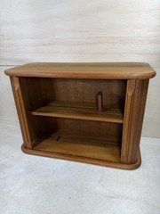 Vintage Mid Century Eppco Enterprises Teak Tambour Slide Door Wall Mount Cabinet