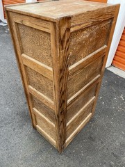 Vintage Tiger Oak File Cabinet Four Drawers One locks Paneled Sides Legal SIze
