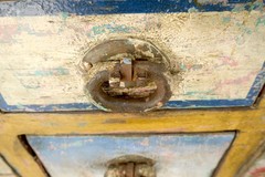 Rare Phenomenal Solid Teak Country Paint Decorated Painted Farm Style Cupboard