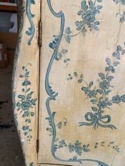 Gorgeous Authentic Antique European Hand Painted Bombe Cabinet