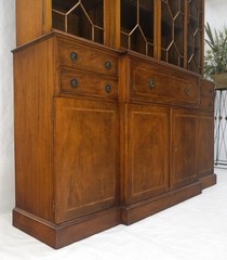 Charak Mahogany Inlaid Individual Bubble Glass Butlers Desk Breakfront Cupboard