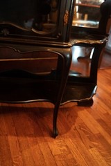 Freestanding Black Ornate Rosewood Cabinet 1800-1899 Glass Mirror Wood Antique