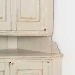 Antique White Painted Corner Cabinet Cupboard, Sweden circa 1840-60