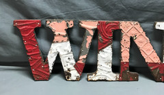 Decorative Salvaged Tin Ceiling 8×29 Patchwork Mix Color Metal WINE Sign 18-26B