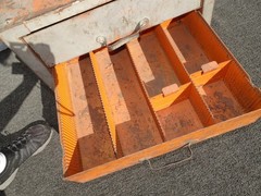 Vintage Mid Century Modern Industrial Steel Table Top File Cabinet Four Drawers