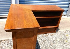 Antique Quarter Sawn Oak L Shaped General Store Counter Bar 1920s