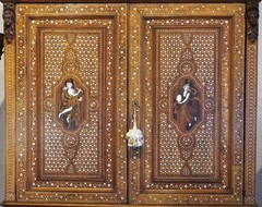 Incredible 19th Century Italian Inlaid Cabinet with Figural Design 2 Dr/ 4 Drawe