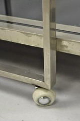 Mid Century Modern 2 Tier Chrome & Green Glass Milo Baughman DIA Style Bar Cart