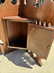 Vintage Wood Hanging Corner Storage Cabinets – Mirror Doors – L & R