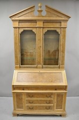 Chapman Italian Neoclassical Burl Wood Patchwork Olivewood Tall Secretary Desk