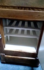 Antique Oak Ice Box – Refinished – ORIGINAL INSIDE- Great BAR! – LOCAL PICK-UP