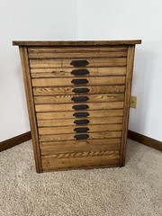 HAMILTON MFG CO PRINTERS CABINET TYPE CASE FLAT FILE APOTHECARY 12 DRAWER