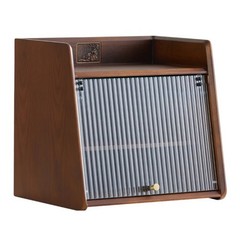 Cabinet with Flip-up Door Wood-Finish Tabletop Cabinet Compact for Tea Station