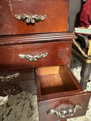 Antique Vintage Mahogany Salesman Sample Miniature Highboy Chest Clam Shell Rare