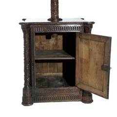 Antique Continental Carved Reliquary Cabinet & Carved Columns 18thC