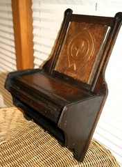 Antique Arts & Crafts Wooden Wall Hanging Cabinet Cupboard + Hooks & Storage Box