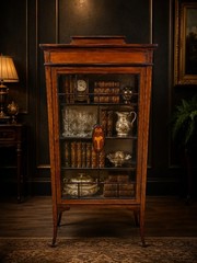RARE EDWARDIAN INLAID DISPLAY CABINET Antique Bookcase Glass Cabin. UK Delivery