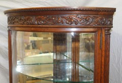 Antique Oak Corner China Cabinet -Curved beveled glass door – R.J. Horner