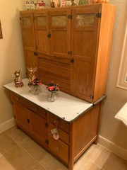 Hoosier Antique Wooden Kitchen Cabinet with Metal Flour Bin and Drawers