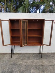 Mid Century Modern Display China Cabinet with Hairpin Legs 6240