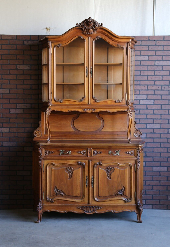 Antique French China Hutch ~French Vaisselier~ Carved Walnut Buffet Cabinet