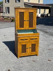 Antique paint decorated Folk Art cupboard cabinet grained Childs size 1900