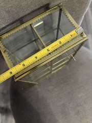 Vintage Hollywood Regency Brass And Glass Tabletop Curio 6 Compartment Display
