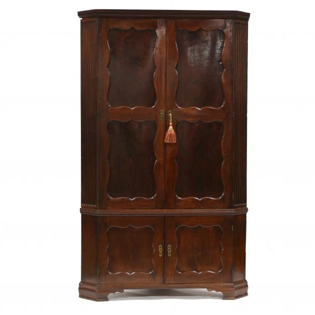 George III Mahogany Architectural Corner Cupboard