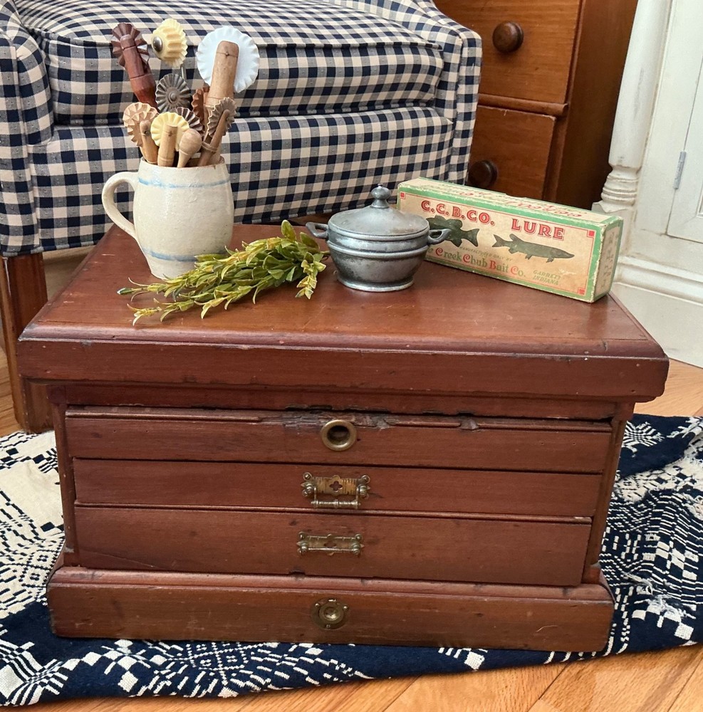 Antique Apothecary Wooden Cabinet Box with Multiple drawers Brass Hardware
