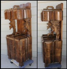 Antique Oak Fariniere Dragon Head Clawfoot Flour Sugar Coffee Box Bin Rare Chest