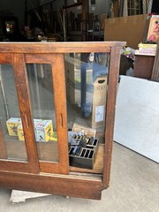 c1890 vintage oak glass floor country store case 42” w x 40” h x 24” Glass Doors